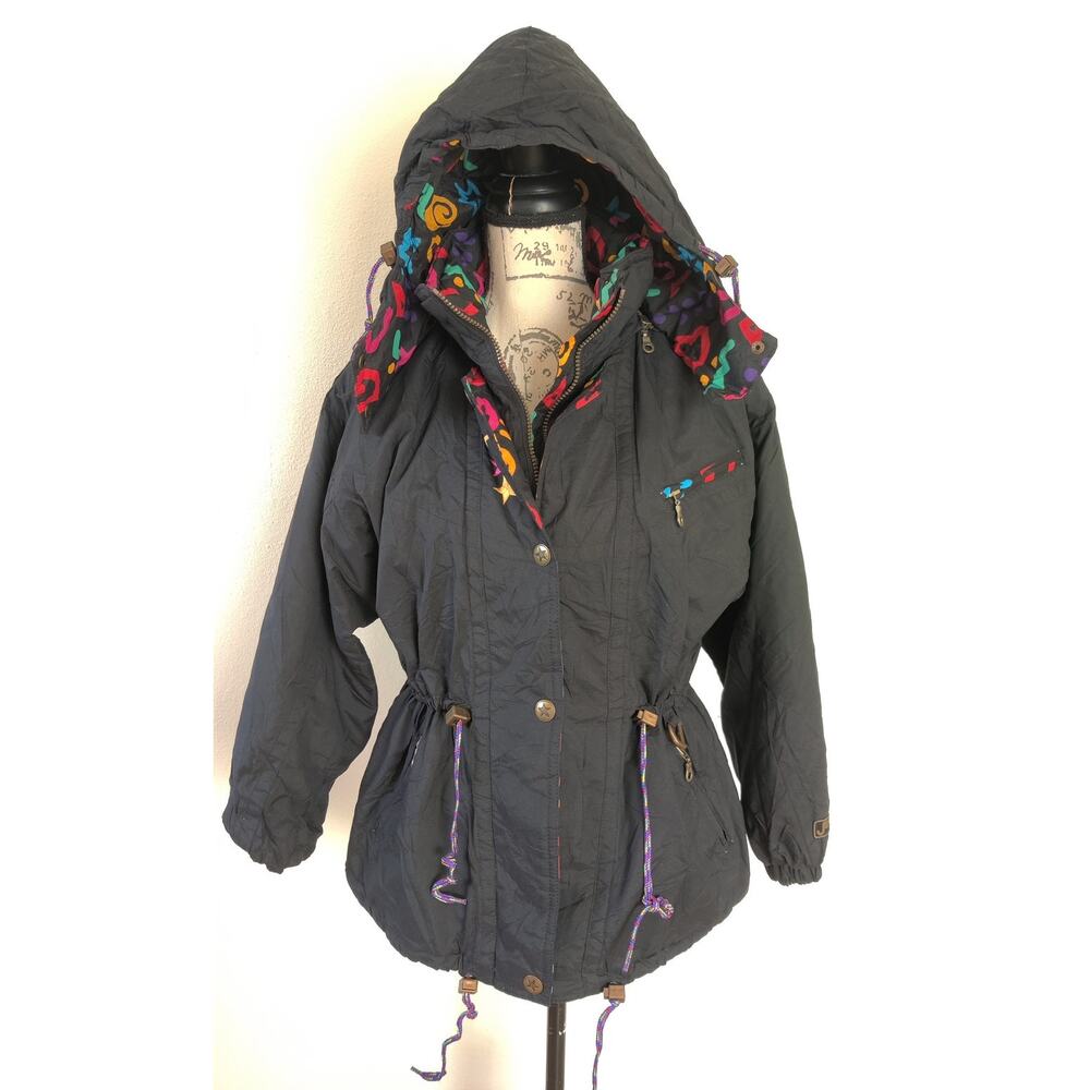 Vintage Jupa Sports Olympic Canada Ski Winter Jacket Sz 14 90's Black‎ Snowboard